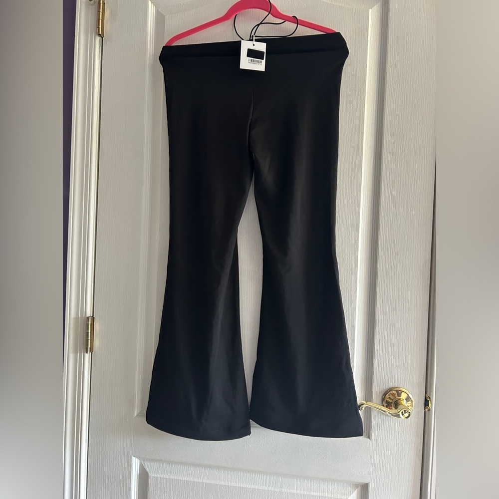 Adika Black Flare Pants with Criss Cross Waistband